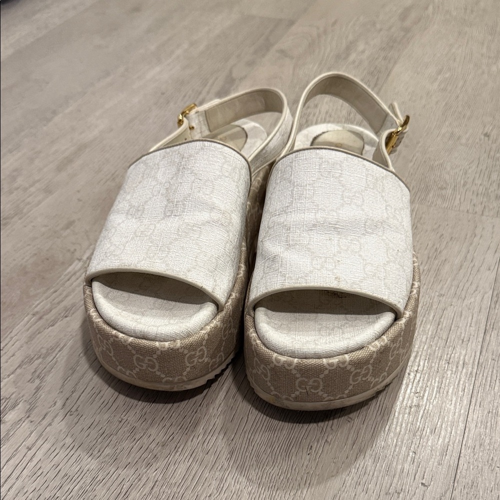 Gucci White Platform Sandals